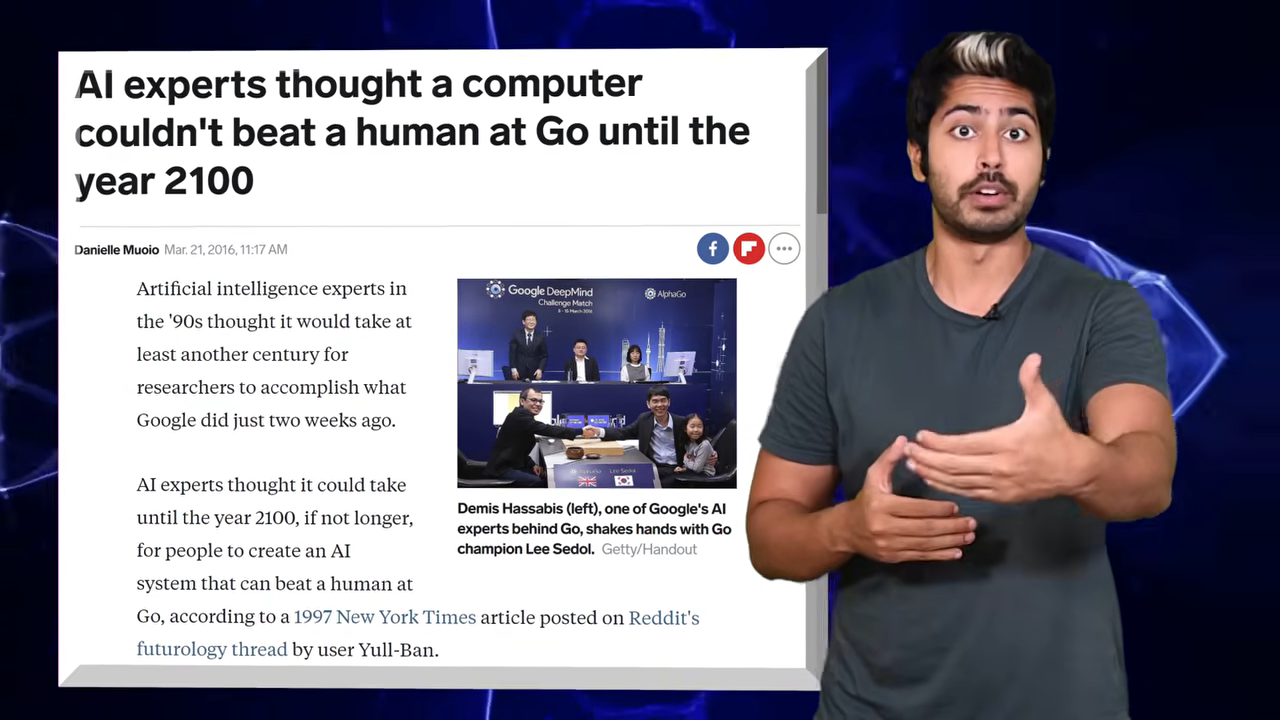 Slide: AI experts thought a computer couldn't beat a human at Go until the year 2100