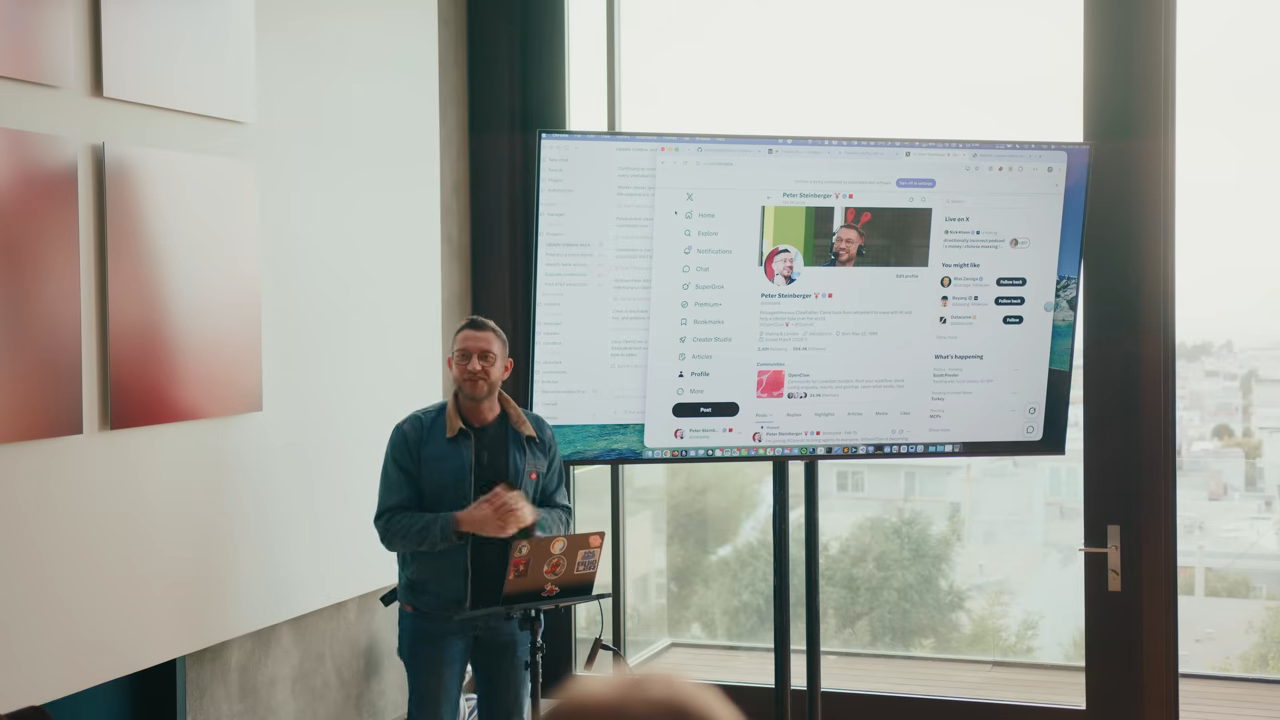 Steinberger presenting on stage with screen share
